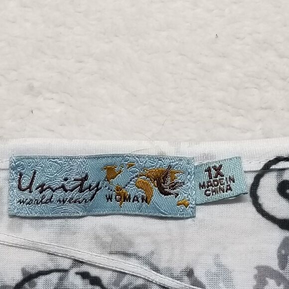 Unity World Wear Plus 1X Top Blouse Floral V Neck Bohemian Festival Boho Hippie - Picture 5 of 10